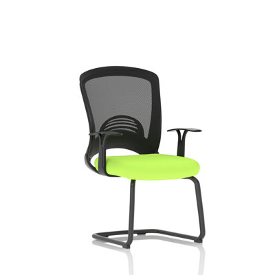  - Lasino Visitor Bespoke Fabric Seat Myrrh Green Cantilever Leg Mesh Chair