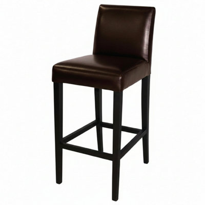  - Rose Brown Bar Stool Black Wooden Frame Padded Seat And Padded Back Fully Assembled