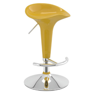  - Spakas Gloss Yellow Adjustable Kitchen Breakfast Bar Stool