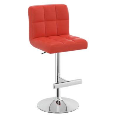  - Cuborn Red Seat Kitchen Breakfast Bar Stool Height Adjustable