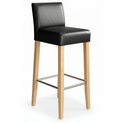 Netfurniture Unisex Black Stenory Padded Kitchen Breakfast Bar Stool Wooden Frame & Legs - Image 2