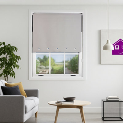 Furnished Made To Measure Blackout Roller Blinds With Square EyeletsGrey Roller Blind (W)240Cm (L)210Cm from B&Q