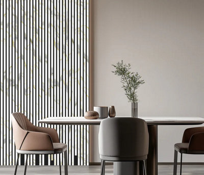  - Acoustic Slat Wall Panels In White Gold Marble 60 X 240Cm Pack Of 4 Slatted Decorative Panels Covers 5.76M²
