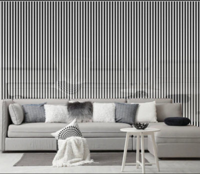  - Acoustic Slat Wall Panels Shiny Silver 60 X 240Cm Pack Of 4 Slatted Decorative Panels Covers 5.76M²