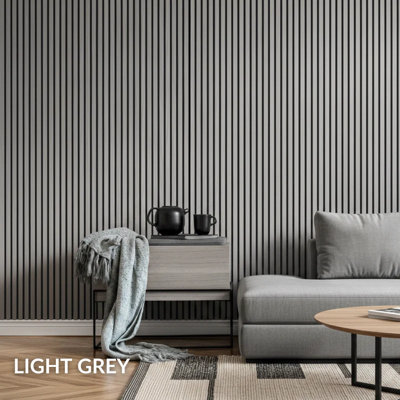  - Acoustic Slat Wall Panels Light Grey 60 X 240Cm Pack Of 4 Slatted Decorative Panels Covers 5.76M²