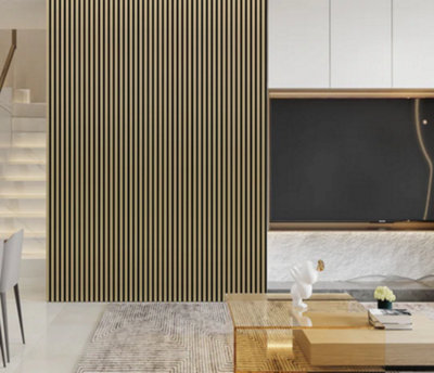  - Acoustic Slat Wall Panels Metallic Gold 60 X 240Cm Pack Of 4 Slatted Decorative Panels Covers 5.76M²