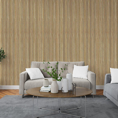  - Acoustic Slat Wall Panels Oak 60 X 240Cm Pack Of 4 Slatted Decorative Panels Covers 5.76M²