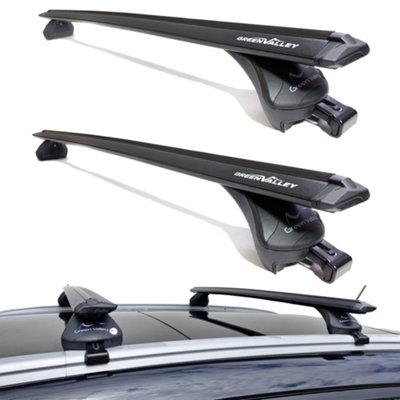 Green Valley Aerodynamic Roof Rack Wing Bars In BlackFits Porsche Cayenne / Macan Flush Rails from B&Q