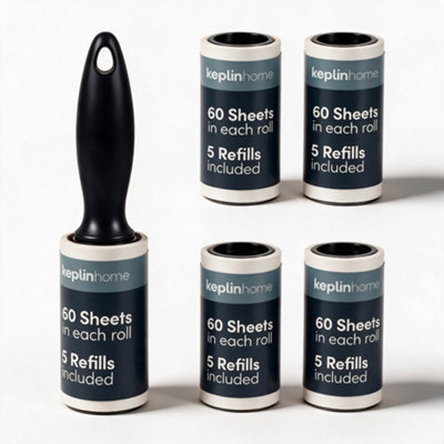 Keplin Lint Roller, 6 Replacement Heads & 1 Handle - 6 Pack 420 Sheets - Grey / 300 - Image 3