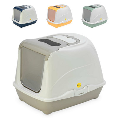 Cat Centre.Direct Cat Centre Flip Hooded Litter Tray With Carbon Filter And Scoop Grey from B&Q