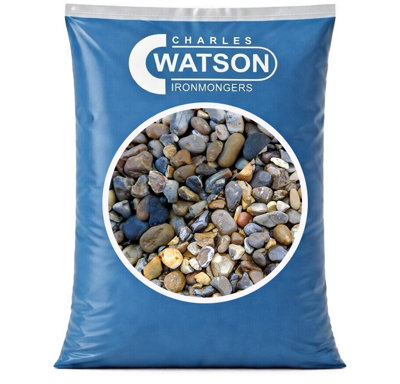 Charles Watson 20mm Lydd Pebbles Naturally Rounded Brown Grey & Cream Approx. 20Kg Polybag from B&Q