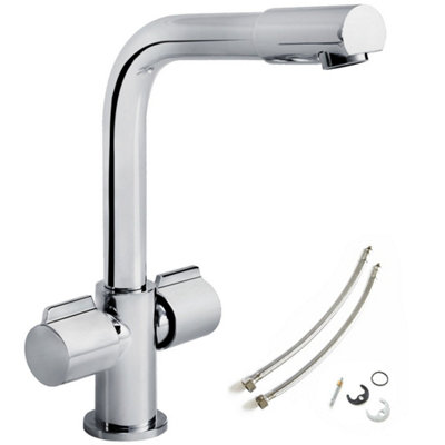 Bristan Cascade Arch Chrome Modern Kitchen Tap Twin Handle Swivel Spout Fixings from B&Q