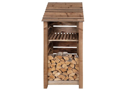 Arbor Garden Solutions Slatted Wooden Log Store With Kindling Shelf  W-79CmH-180CmD-88CmBrown Finish from B&Q