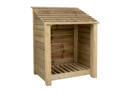 Arbor Garden Solutions Wooden Log Store W-99CmH-126CmD-88CmNatural (Light Green) Finish from B&Q
