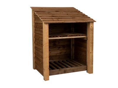 Arbor Garden Solutions Wooden Log Store With Kindling Shelf W-99CmH-126CmD-88CmBrown Finish from B&Q
