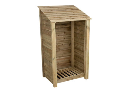 Arbor Garden Solutions Wooden Log Store W-99CmH-180CmD-88CmNatural (Light Green) Finish from B&Q