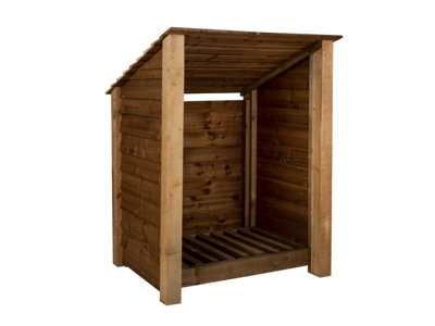Arbor Garden Solutions Wooden Log Store (Roof Sloping Back) W-99CmH-126CmD-88CmBrown Finish from B&Q
