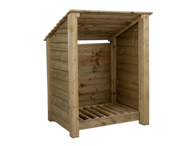 Arbor Garden Solutions Wooden Log Store (Roof Sloping Back) W-99CmH-126CmD-88CmNatural (Light Green) Finish from B&Q