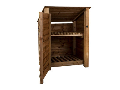 Arbor Garden Solutions Wooden Log Store (Roof Sloping Back) With Door And Kindling Shelf W-99CmH-126CmD-88CmBrown Finish from B&Q
