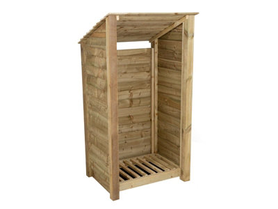 Arbor Garden Solutions Wooden Log Store (Roof Sloping Back) W-99CmH-180CmD-88CmNatural (Light Green) Finish from B&Q