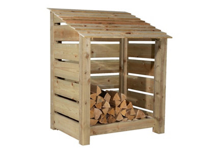 Arbor Garden Solutions Slatted Wooden Log Store W-99CmH-126CmD-88CmNatural (Light Green) Finish from B&Q