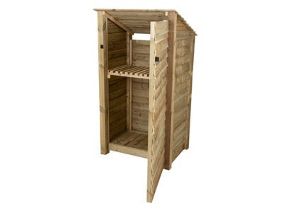 Arbor Garden Solutions Wooden Log Store (Roof Sloping Back)Garden Storage With Shelf W-99CmH-180CmD-88CmNatural (Light Green) Finish from B&Q