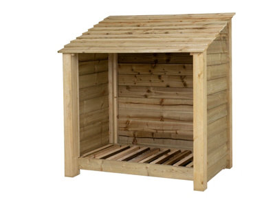 Arbor Garden Solutions Wooden Log Store W-119CmH-126CmD-88CmNatural (Light Green) Finish from B&Q