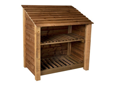 Arbor Garden Solutions Wooden Log Store With Kindling Shelf W-119CmH-126CmD-88CmBrown Finish from B&Q