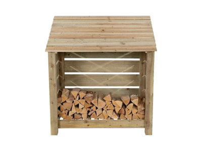 Arbor Garden Solutions Slatted Wooden Log Store W-119CmH-126CmD-88CmNatural (Light Green) Finish from B&Q