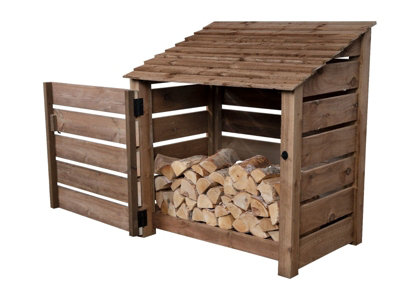 Arbor Garden Solutions Slatted Wooden Log Store With Door W-119CmH-126CmD-88CmBrown Finish from B&Q