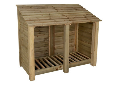 Arbor Garden Solutions Wooden Log Store W-146CmH-126CmD-88CmNatural (Light Green) Finish from B&Q