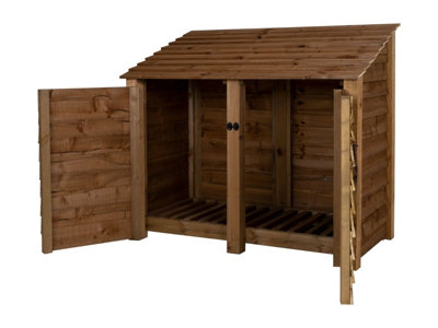 Arbor Garden Solutions Wooden Log Store With Door W-146CmH-126CmD-88CmBrown Finish from B&Q