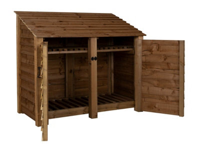 Arbor Garden Solutions Wooden Log Store With Door And Kindling Shelf W-146CmH-126CmD-88CmBrown Finish from B&Q