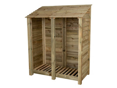 Arbor Garden Solutions Wooden Log Store W-146CmH-180CmD-88CmNatural (Light Green) Finish from B&Q
