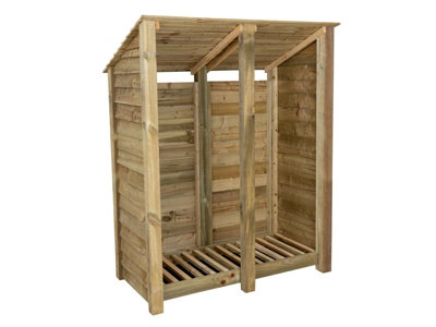 Arbor Garden Solutions Wooden Log Store (Roof Sloping Back) W-146CmH-180CmD-88CmNatural (Light Green) Finish from B&Q