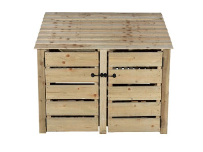 Arbor Garden Solutions Slatted Wooden Log Store With Door W-146CmH-126CmD-88CmNatural (Light Green) Finish from B&Q