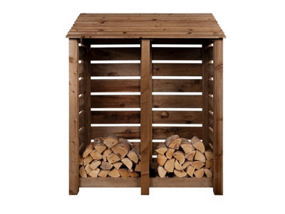 Arbor Garden Solutions Slatted Wooden Log Store W-146CmH-180CmD-88CmBrown Finish from B&Q