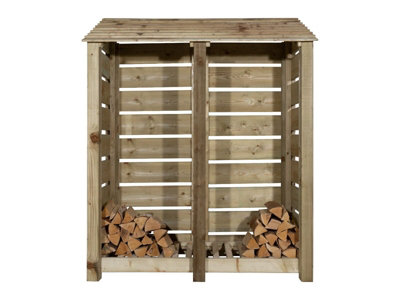 Arbor Garden Solutions Slatted Wooden Log Store W-146CmH-180CmD-88CmNatural (Light Green) Finish from B&Q