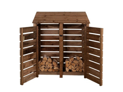 Arbor Garden Solutions Slatted Wooden Log Store With Door W-146CmH-180CmD-88CmBrown Finish from B&Q