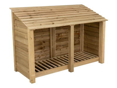 Arbor Garden Solutions Wooden Log Store W-187CmH-126CmD-88CmNatural (Light Green) Finish from B&Q