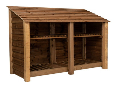 Arbor Garden Solutions Wooden Log Store With Kindling Shelf W-187CmH-126CmD-88CmBrown Finish from B&Q