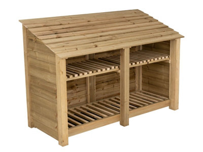 Arbor Garden Solutions Wooden Log Store With Kindling Shelf W-187CmH-126CmD-88CmNatural (Light Green) Finish from B&Q