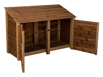 Arbor Garden Solutions Wooden Log Store With Door W-187CmH-126CmD-88CmBrown Finish from B&Q