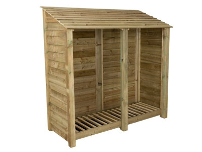Arbor Garden Solutions Wooden Log Store W-187CmH-180CmD-88CmNatural (Light Green) Finish from B&Q