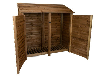 Arbor Garden Solutions Wooden Log Store With Door W-187CmH-180CmD-88CmBrown Finish from B&Q