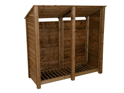 Arbor Garden Solutions Wooden Log Store (Roof Sloping Back) W-187CmH-180CmD-88CmBrown Finish from B&Q