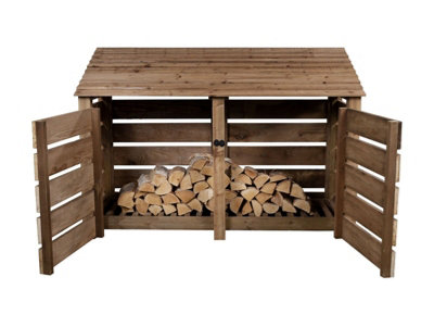 Arbor Garden Solutions Slatted Wooden Log Store With Door W-187CmH-126CmD-88CmBrown Finish from B&Q