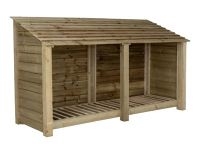 Arbor Garden Solutions Wooden Log Store W-227CmH-126CmD-88CmNatural (Light Green) Finish from B&Q