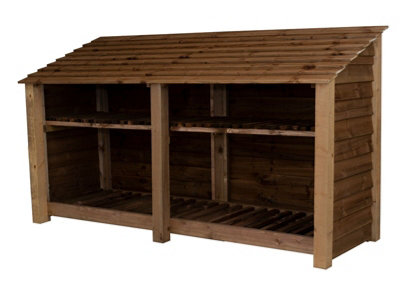 Arbor Garden Solutions Wooden Log Store With Kindling Shelf W-227CmH-126CmD-88CmBrown Finish from B&Q