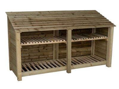 Arbor Garden Solutions Wooden Log Store With Kindling Shelf W-227CmH-126CmD-88CmNatural (Light Green) Finish from B&Q